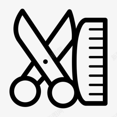 剪刀和梳子理发发型图标图标