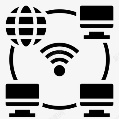 网络连接数据库管理16字形图标图标