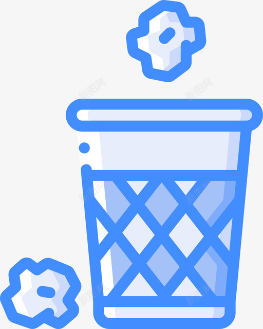纸盒垃圾桶6蓝色图标svg_新图网 https://ixintu.com 垃圾桶 纸盒 蓝色