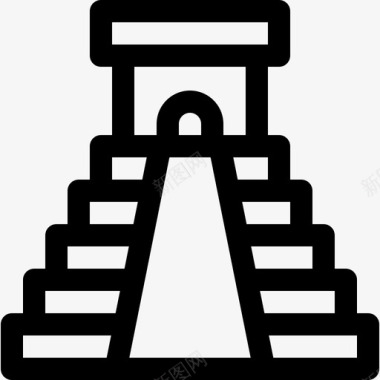 墨西哥ChichenItza金字塔45线形图标图标
