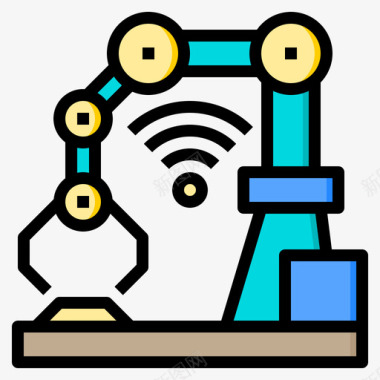 机器人手臂智能城市39线性颜色图标图标
