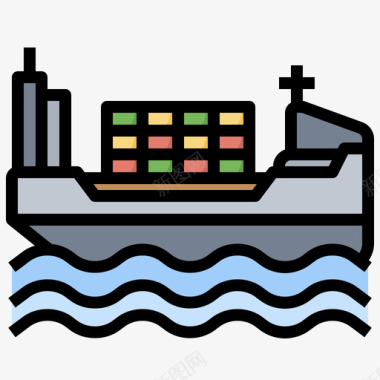 货船水手38线型颜色图标图标