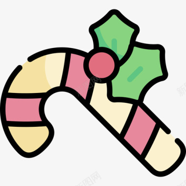 甘蔗糖圣诞食品2线性颜色图标图标