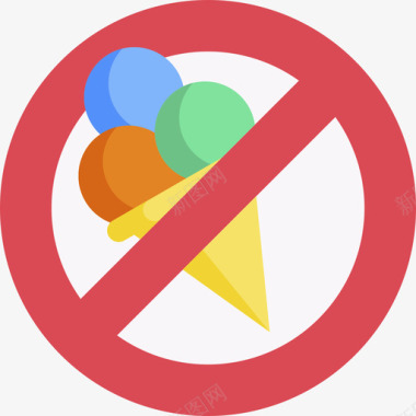 没有冰淇淋信号和禁令6平淡图标图标