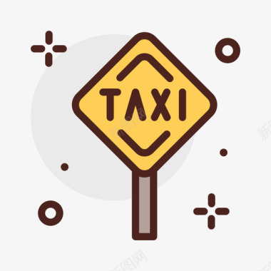 标志出租车2线形颜色图标图标
