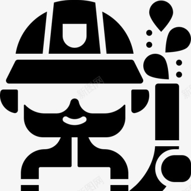 消防员男性职业雕文填充图标图标