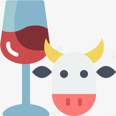 牛排葡萄酒8平淡图标图标