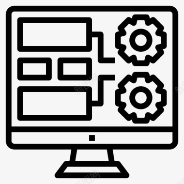 监视器工厂设备2线性图标图标
