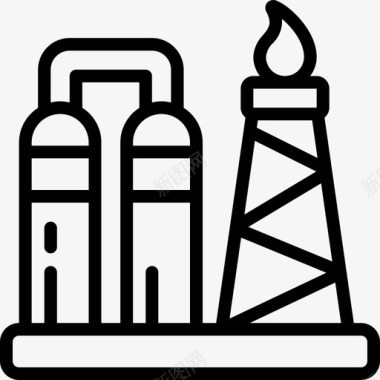 炼油厂石油和天然气7线性图标图标