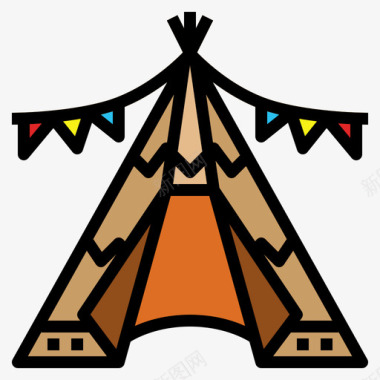帐篷儿童玩具1线性颜色图标图标