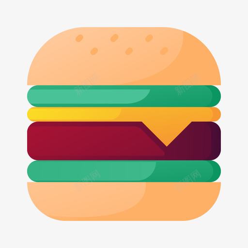 汉堡野餐64平的图标svg_新图网 https://ixintu.com 平的 汉堡 野餐