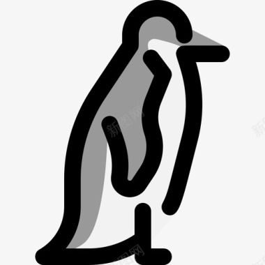 企鹅野生动物7线形颜色图标图标