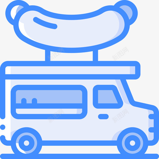 货车街头食品13蓝色图标svg_新图网 https://ixintu.com 蓝色 街头 货车 食品
