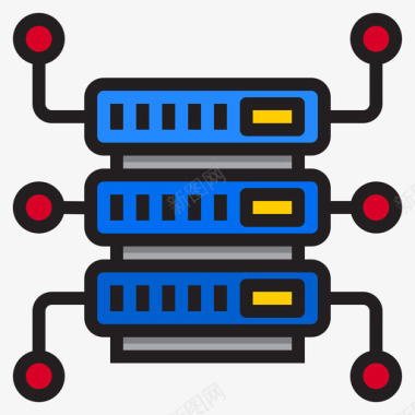 数据存储网络托管66线性彩色图标图标