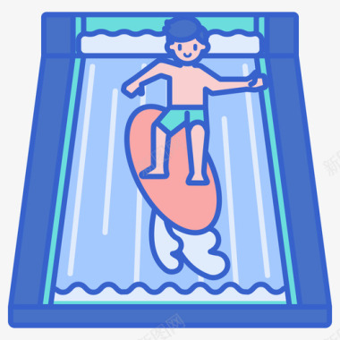 冲浪者水上运动2线性颜色图标图标
