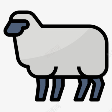 绵羊动物79线性颜色图标图标