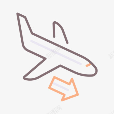 飞机着陆航空公司1线性颜色图标图标