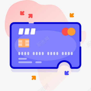信用卡旅行321线性彩色图标图标