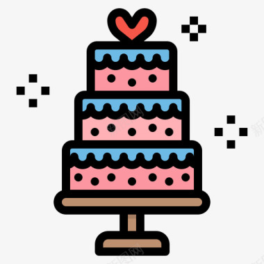 生日蛋糕庆祝活动40线性颜色图标图标