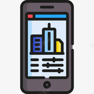 智能手机智能城市34线性颜色图标图标
