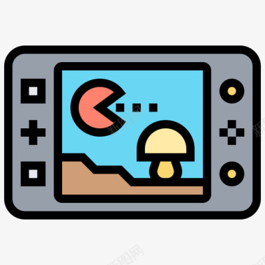 视频游戏复古技术5线条色图标图标