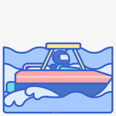 线性喷气式2艘彩色水上运动艇图标图标