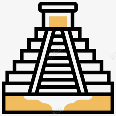 奇琴伊萨金字塔地标40黄色阴影图标图标