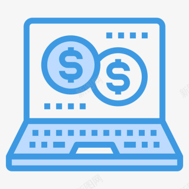 笔记本电脑金融34蓝色图标图标