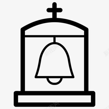 教堂钟声基督教钟表情符号图标图标