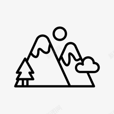 高山高原旅游图标图标