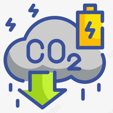 二氧化碳创新可再生能源2线性颜色图标图标