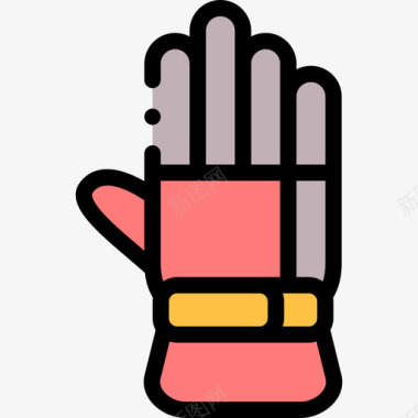 手套冬季运动34线性颜色图标图标