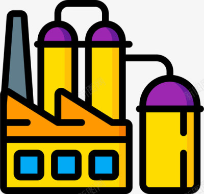 炼油厂石油和天然气4线性颜色图标图标