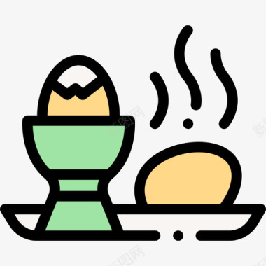 水煮鸡蛋早餐和住宿30原色图标图标