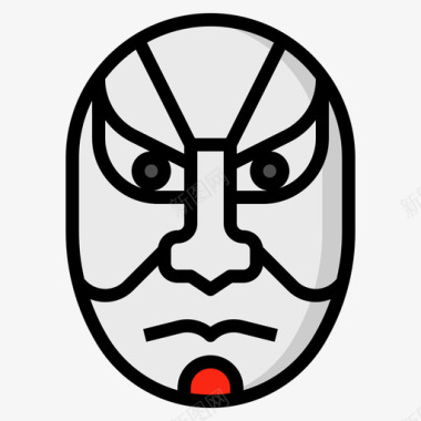 歌舞伎日本68线性颜色图标图标