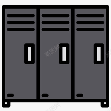 储物柜127学校线性颜色图标图标