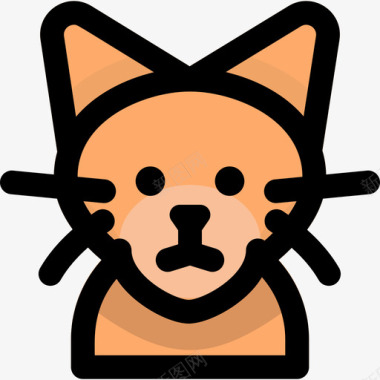 阿比西尼亚猫猫品种2线性颜色图标图标