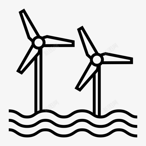 风车绿色能源海上风力发电图标svg_新图网 https://ixintu.com 发电 发电厂 图标 海上 生态 线图 绿色 能源 风力 风能 风车