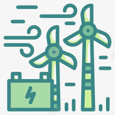 风能创新可再生能源双色调图标图标