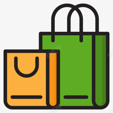购物袋网上购物11线性颜色图标图标