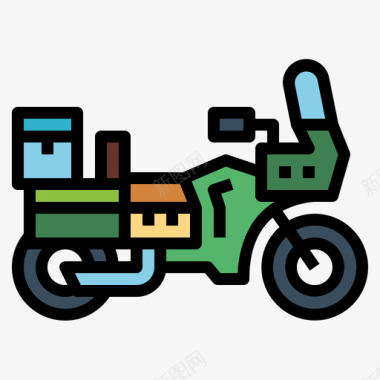 旅游3号摩托车手线性颜色图标图标