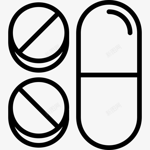 药丸药41线状图标svg_新图网 https://ixintu.com 线状 药丸