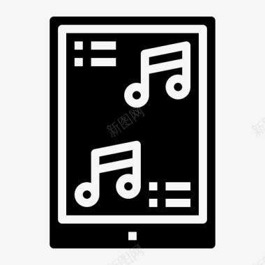 平板电脑音乐和声音8填充图标图标