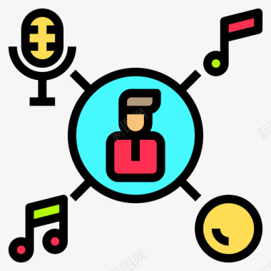 音乐音乐和声音11线性颜色图标图标