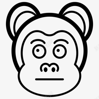 无表情猴子表情符号猴脸图标图标