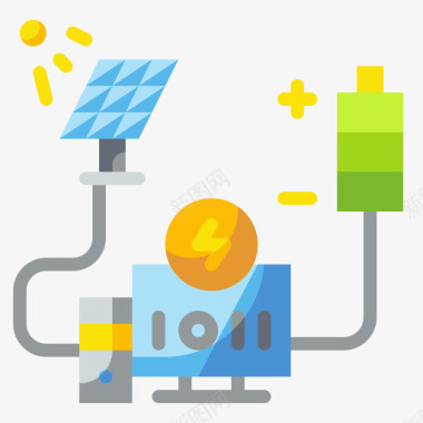 太阳能电池板创新可再生能源3平板图标