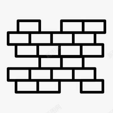 砖墙建筑常规轮廓图标