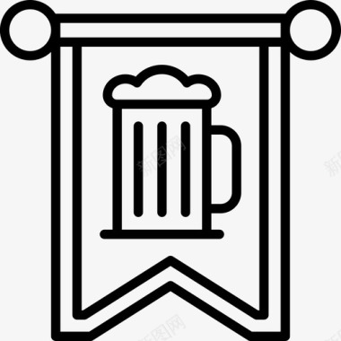 旗帜啤酒节55直线图标