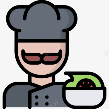厨师饮食8颜色图标图标