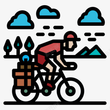 自行车手假日25线性颜色图标